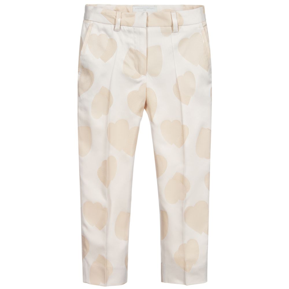 Stella McCartney Kids-Girls Beige Heart Trousers | Childrensalon Outlet