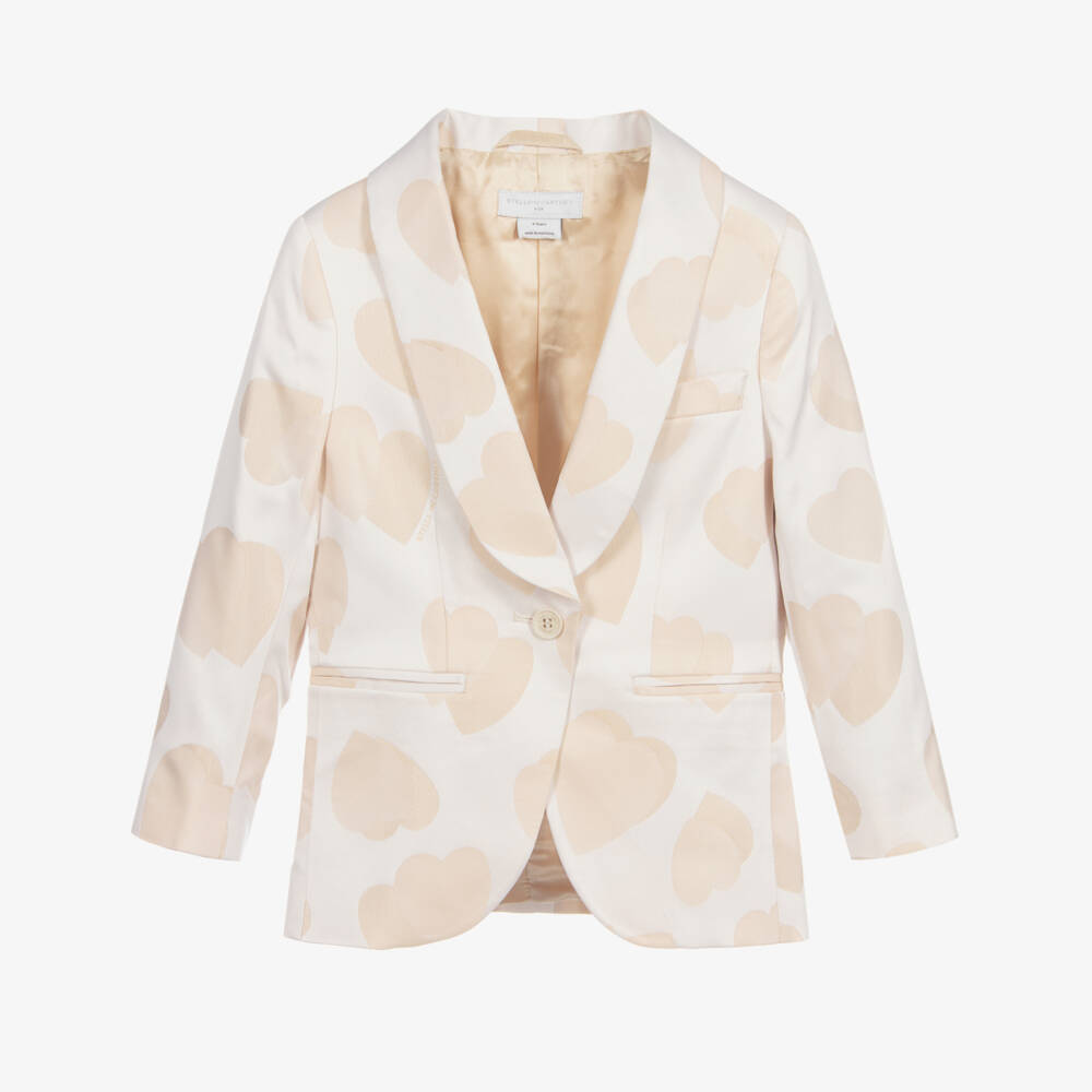 Stella McCartney Kids-Girls Beige Hearts Blazer | Childrensalon Outlet