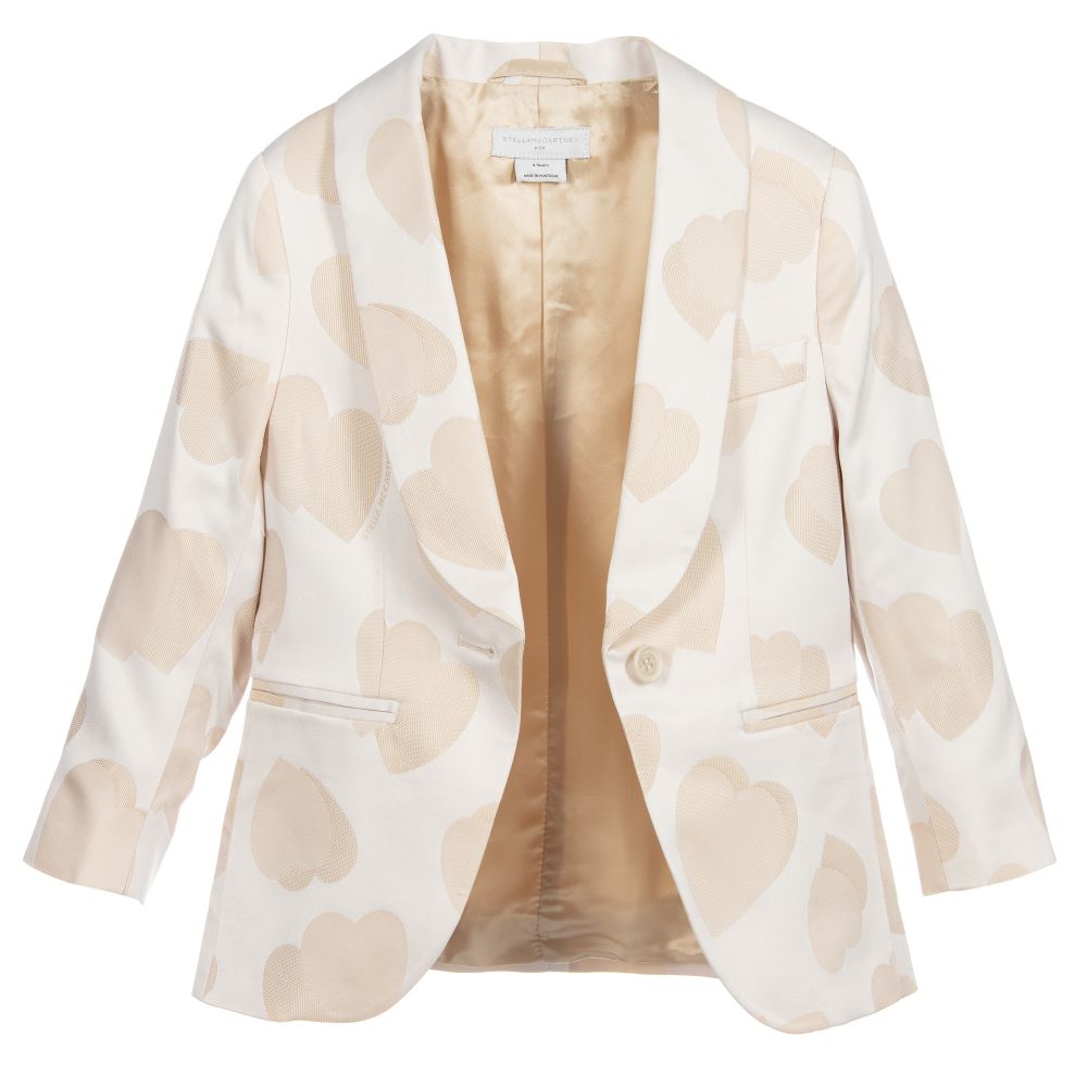 Stella McCartney Kids-Girls Beige Hearts Blazer | Childrensalon Outlet