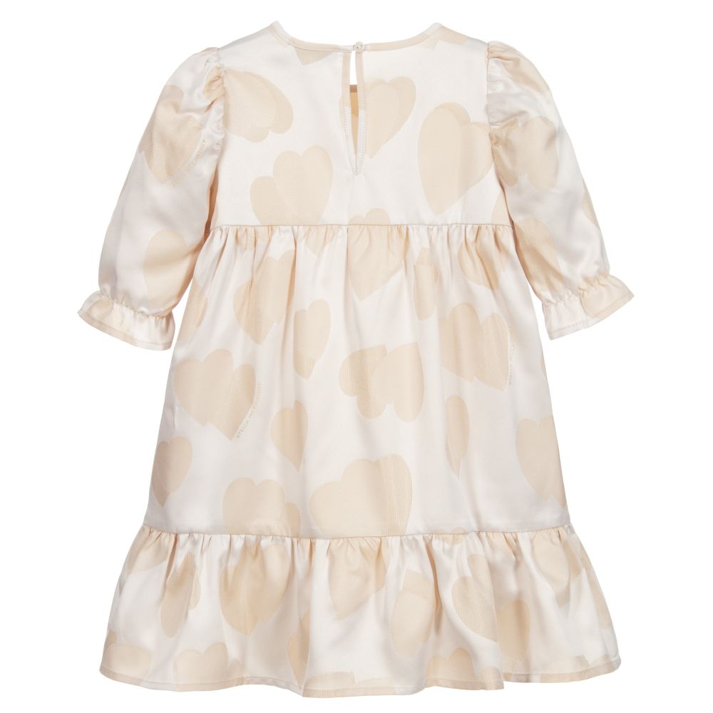 Stella McCartney Kids-Бежевое платье с сердечками для девочек | Childrensalon Outlet