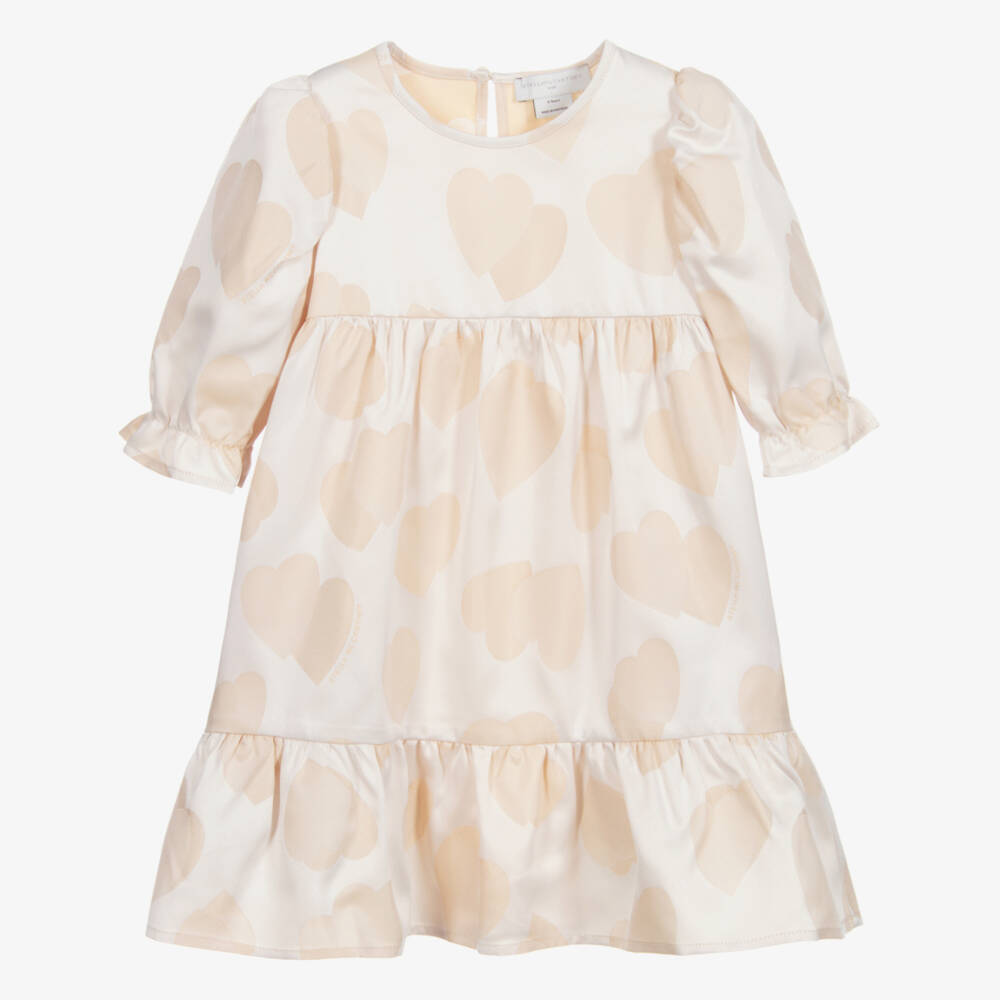 Stella McCartney Kids-Girls Beige Hearts Dress | Childrensalon Outlet