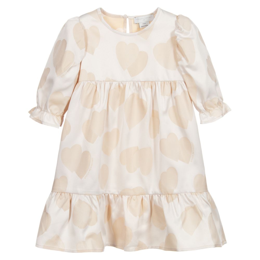 Stella McCartney Kids - Beiges Kleid mit Herzen (M) | Childrensalon