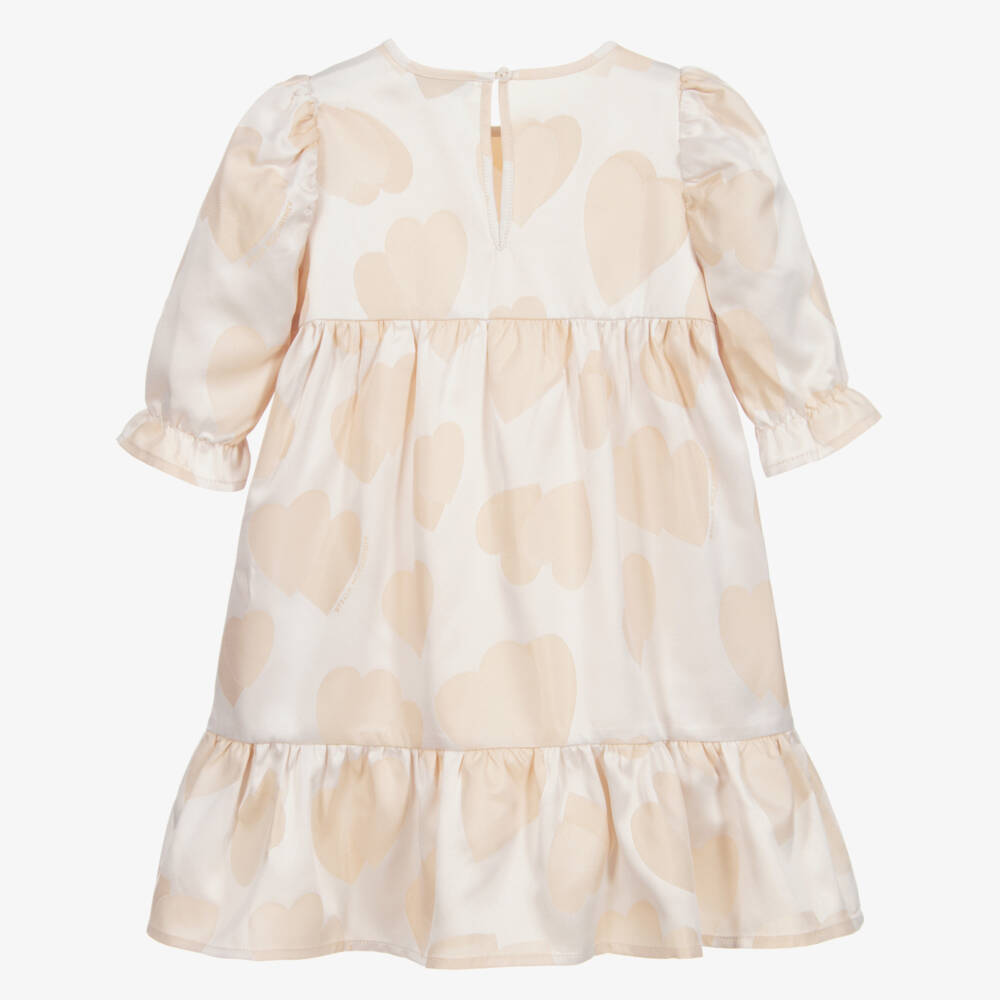 Stella McCartney Kids-Girls Beige Hearts Dress | Childrensalon Outlet