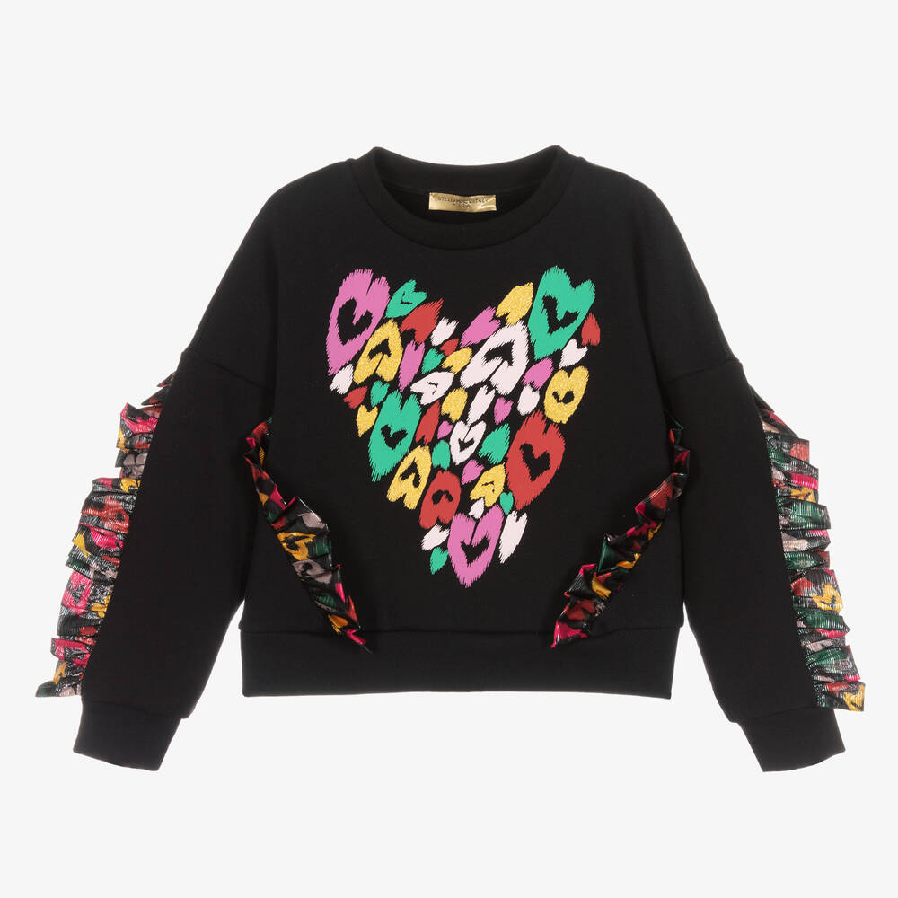 Stella McCartney Kids - Girls Black Abstract Heart Sweatshirt | Childrensalon