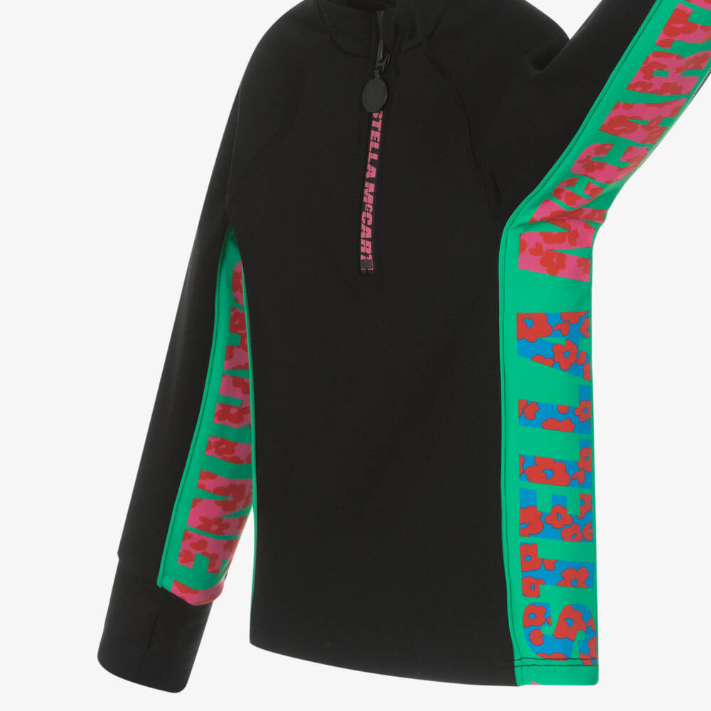 Stella McCartney Kids-Черный топ с цветным логотипом для девочек | Childrensalon Outlet