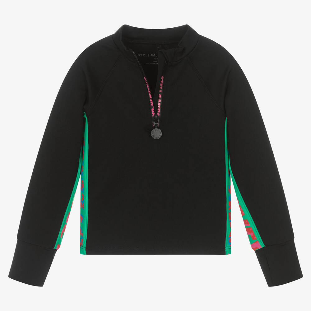 Stella McCartney Kids-Черный топ с цветным логотипом для девочек | Childrensalon Outlet