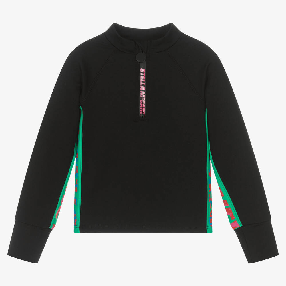 Stella McCartney Kids - Girls Black Active Logo Top | Childrensalon