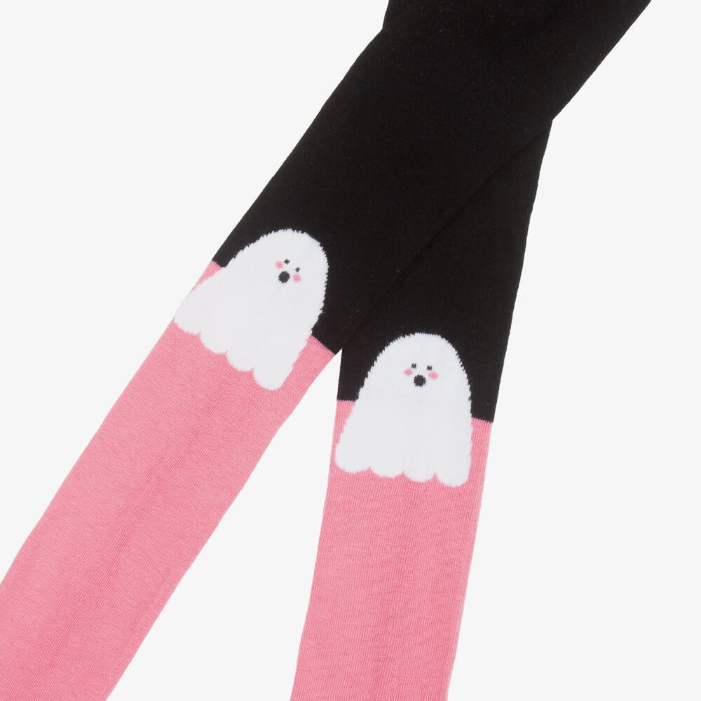 Stella McCartney Kids-Girls Black and Pink Ghost Tights | Childrensalon Outlet