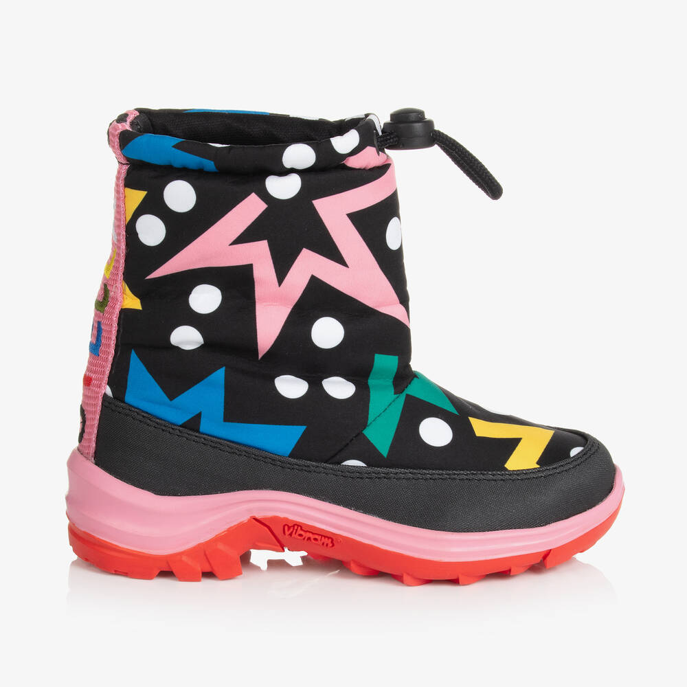 Stella McCartney Kids-Черные зимние сапоги с разноцветными звездами | Childrensalon Outlet