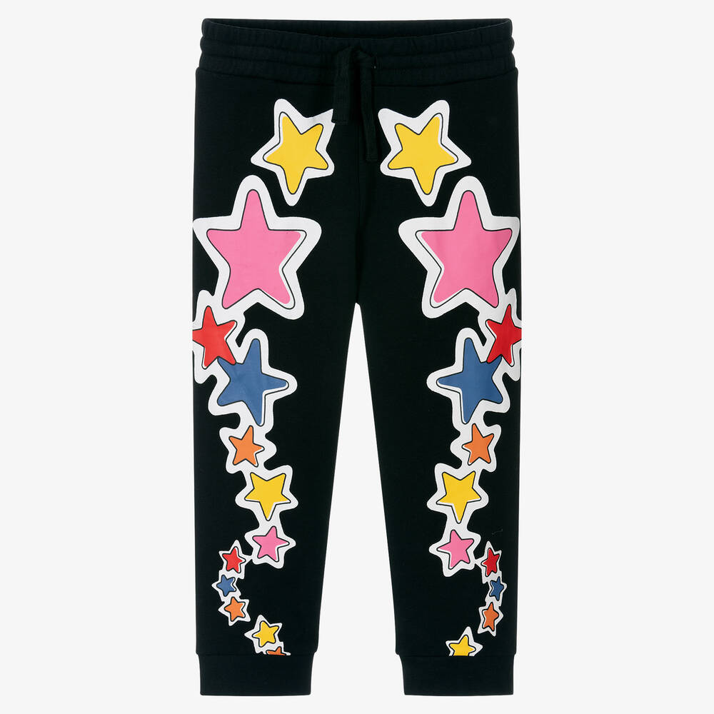 Stella McCartney Kids - Girls Black Cosmic Cotton Joggers | Childrensalon