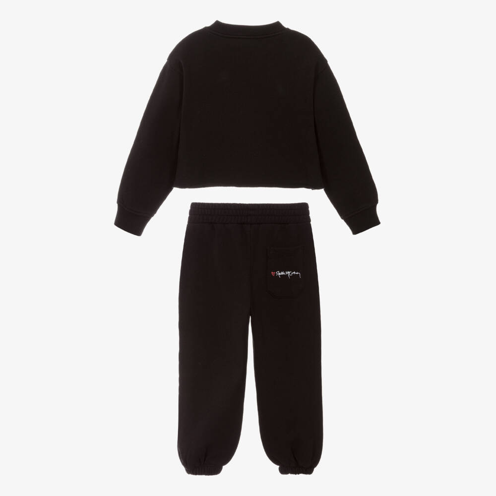 Stella McCartney Kids-Girls Black Cotton Embroidered Logo Tracksuit | Childrensalon Outlet