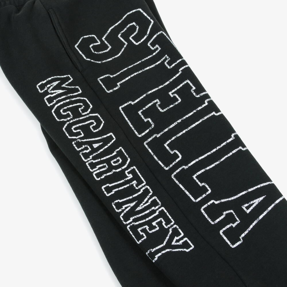 Stella McCartney Kids-Girls Black Cotton Joggers with Stella Logo | Childrensalon Outlet