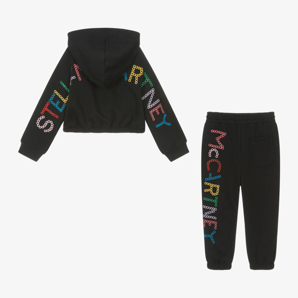 Stella McCartney Kids-Girls Black Cotton Logo Tracksuit | Childrensalon Outlet