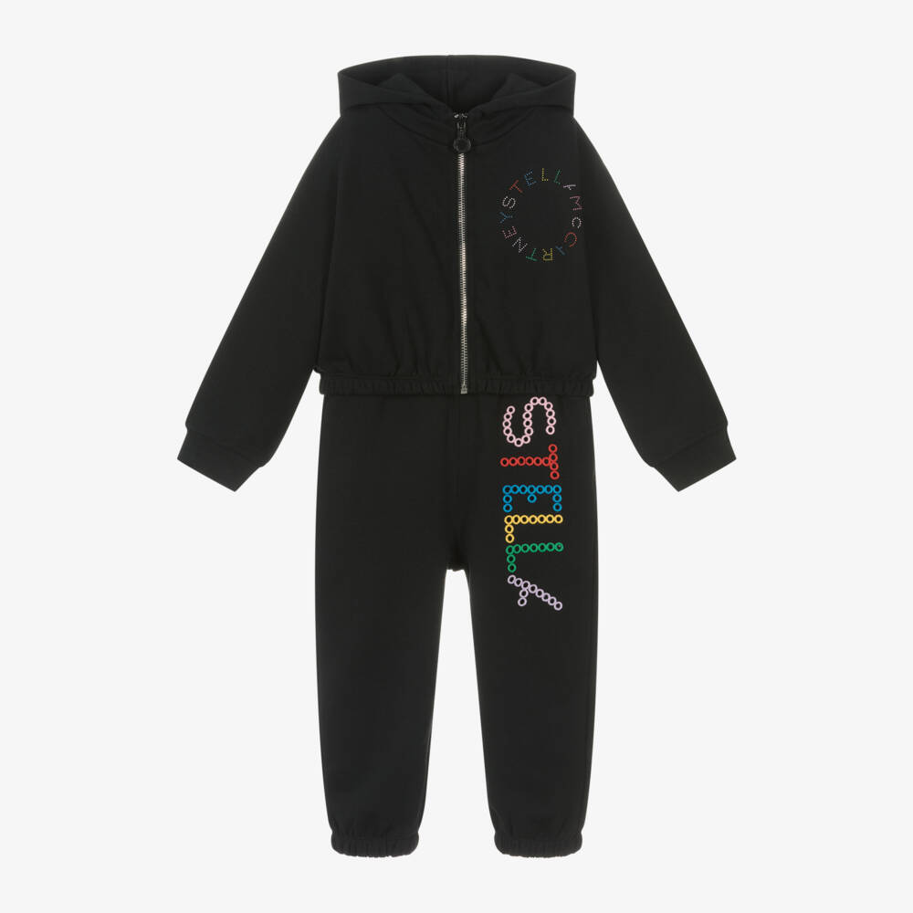 Stella McCartney Kids-Girls Black Cotton Logo Tracksuit | Childrensalon Outlet