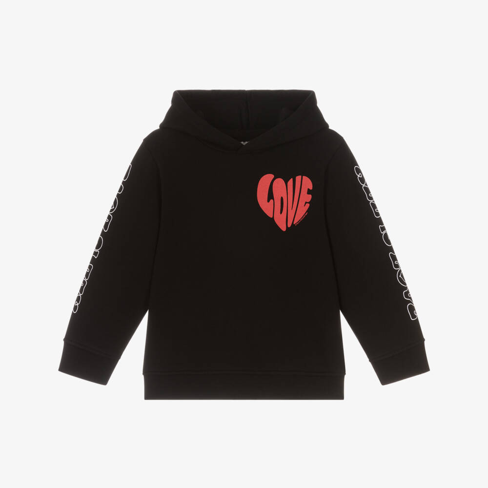 Stella McCartney Kids-Girls Black Cotton Love-Themed Hoodie | Childrensalon Outlet