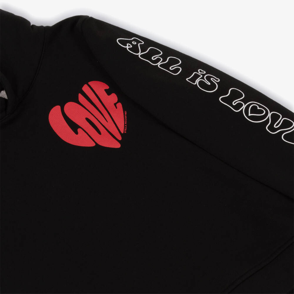 Stella McCartney Kids-Girls Black Cotton Love-Themed Hoodie | Childrensalon Outlet