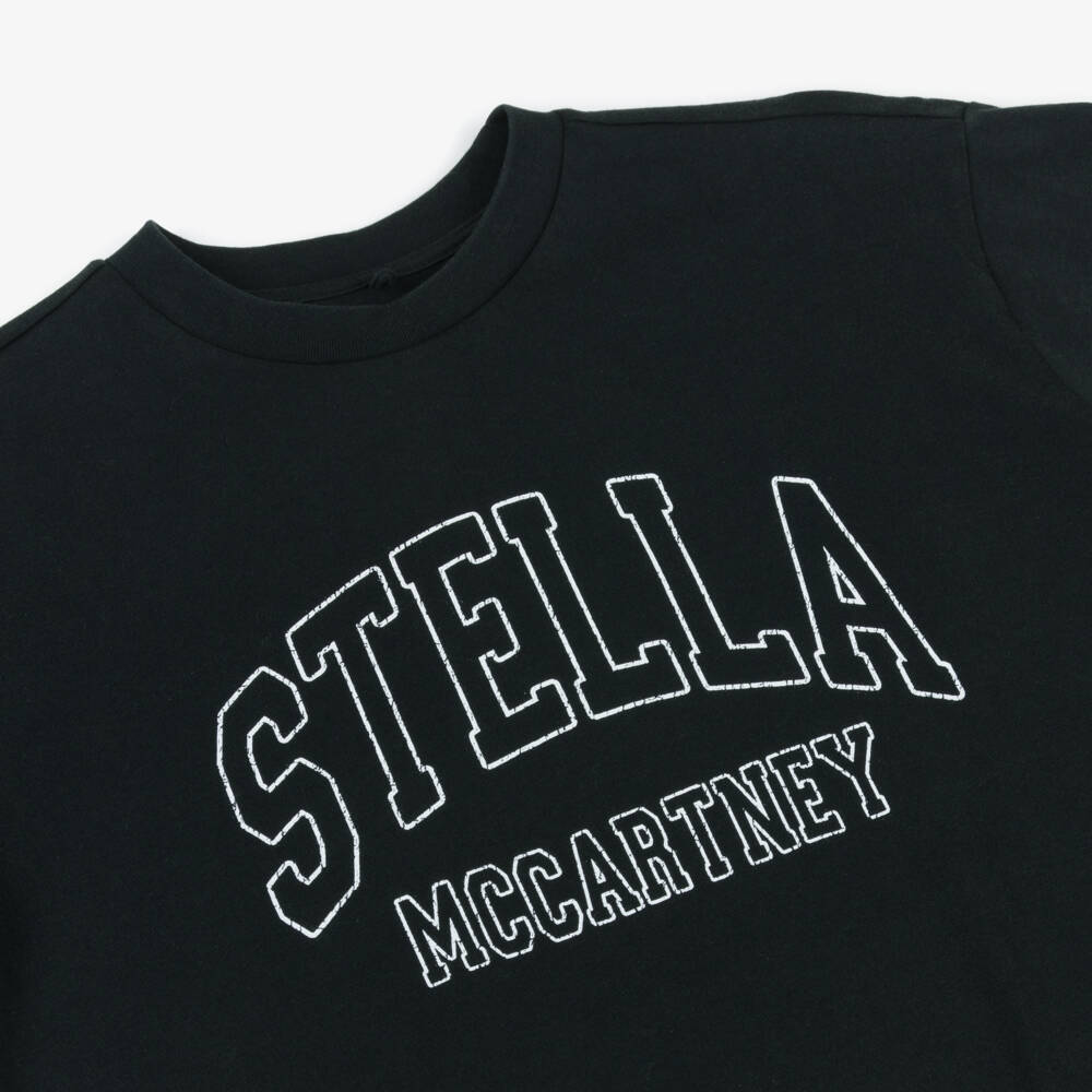 Stella McCartney Kids-Girls Black Cotton Relaxed Tee | Childrensalon Outlet