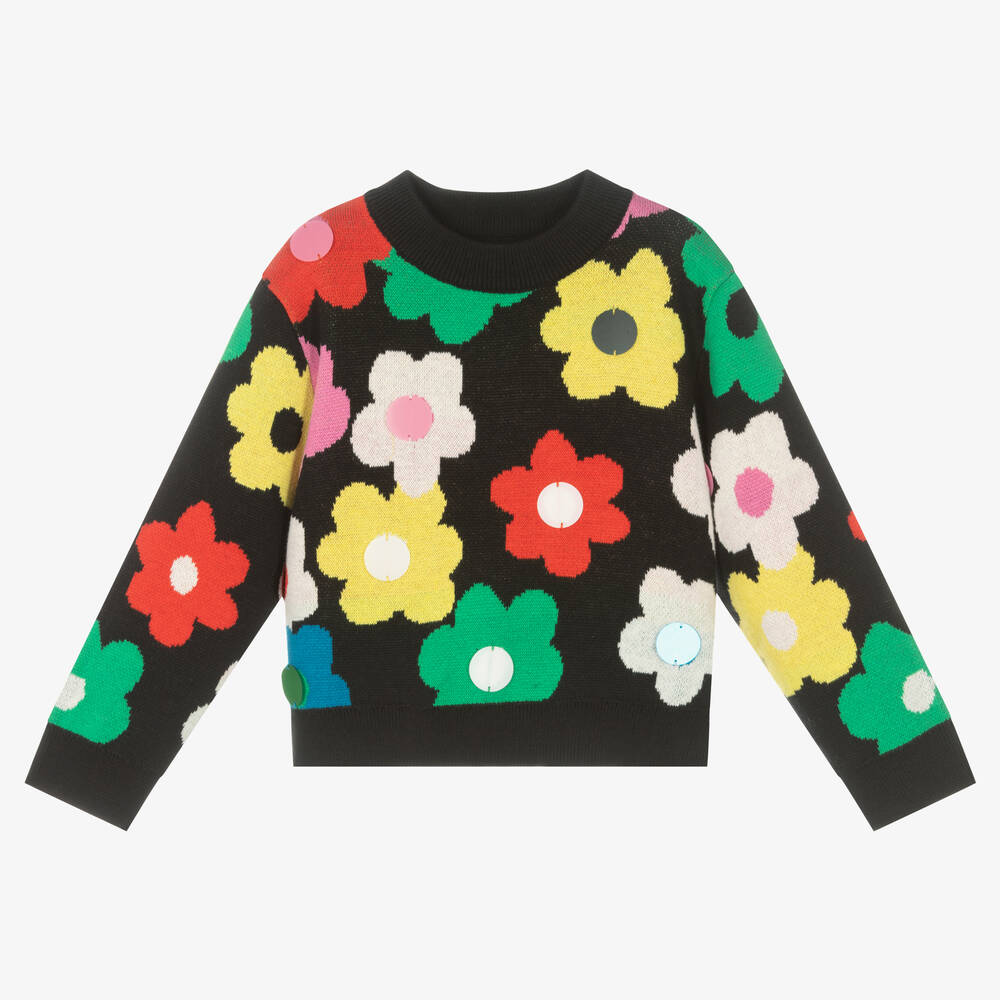 Stella McCartney Kids - Girls Black Cotton Sweater | Childrensalon