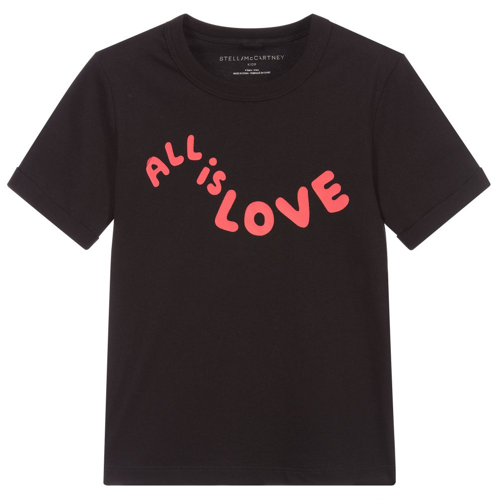 Stella McCartney Kids - Girls Black Cotton T-Shirt | Childrensalon