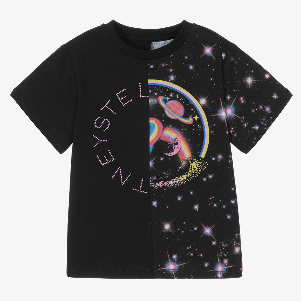 Stella McCartney Kids-Girls Black Cotton T-Shirt | Childrensalon Outlet