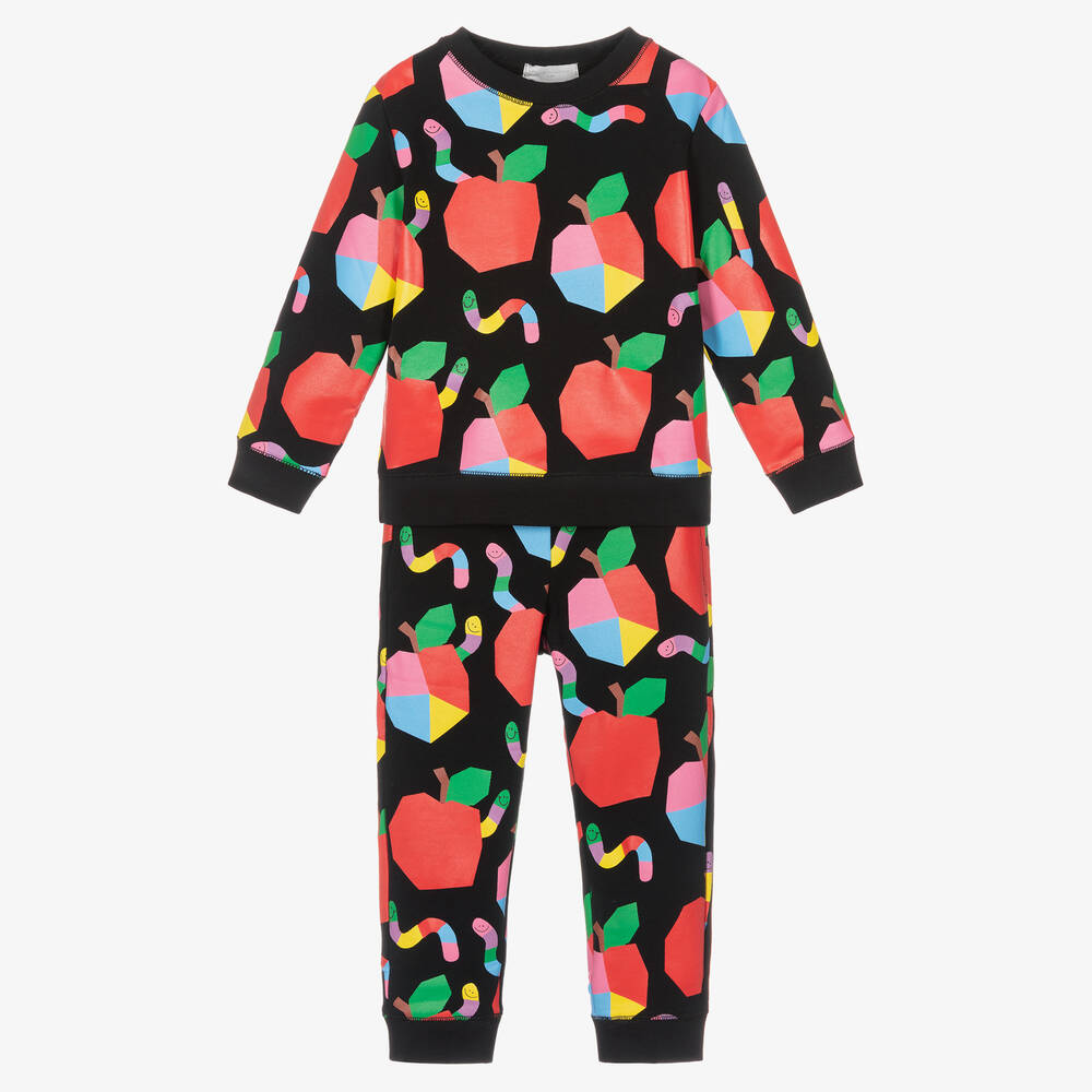 Stella McCartney Kids - Girls Black Cotton Tracksuit | Childrensalon