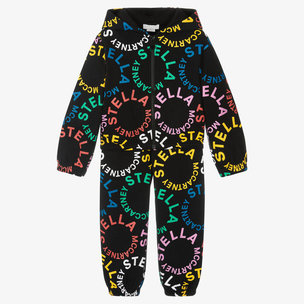 Stella McCartney Kids - Girls Black Cotton Tracksuit | Childrensalon