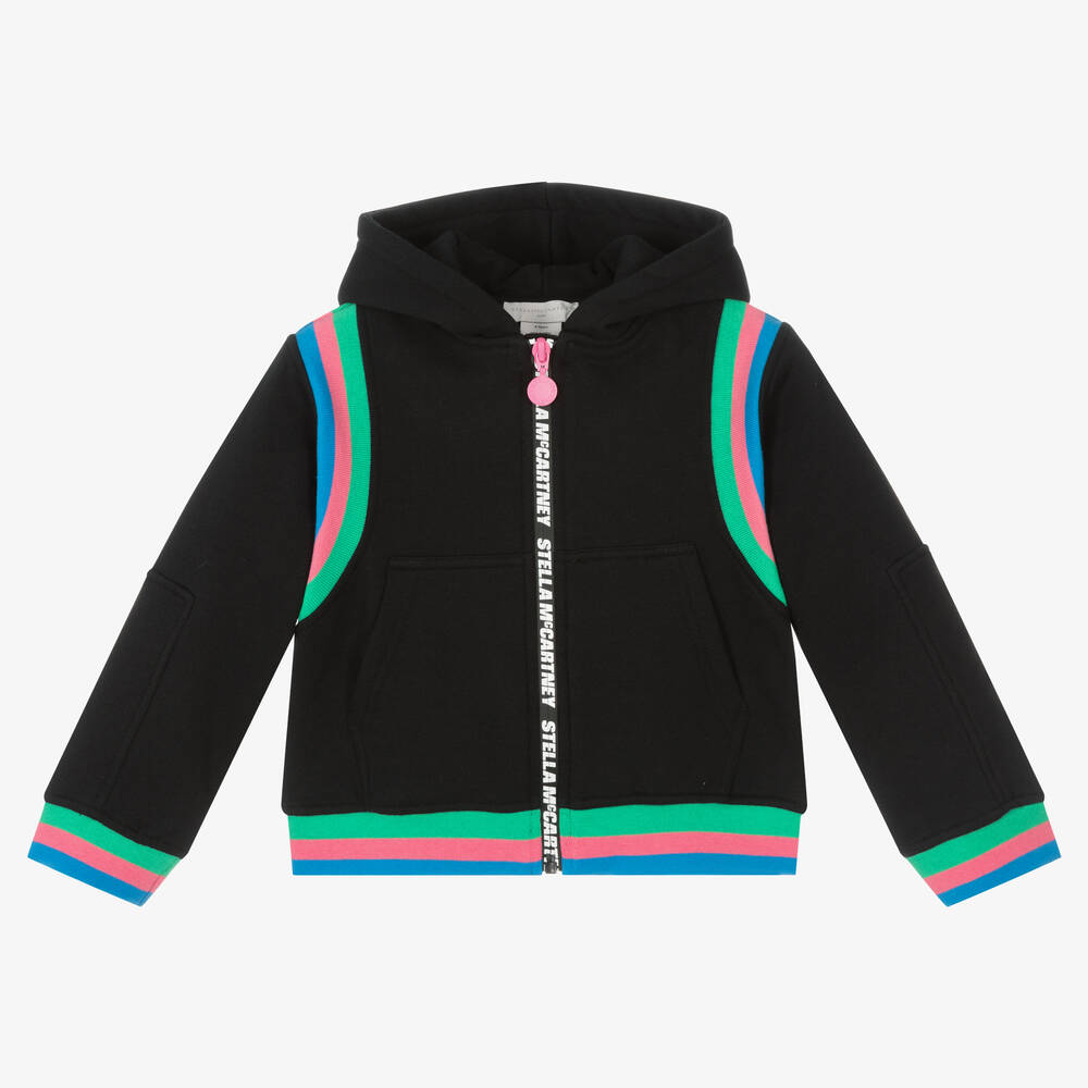 Stella McCartney Kids-توب بسحّاب قطن عضوي جيرسي لون أسود للبنات | Childrensalon Outlet