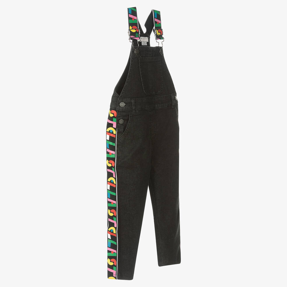 Girls black dungarees store
