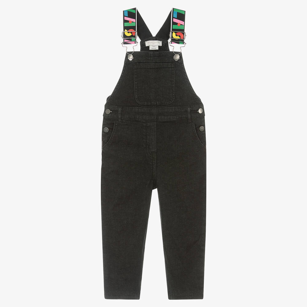 Girls black dungarees top