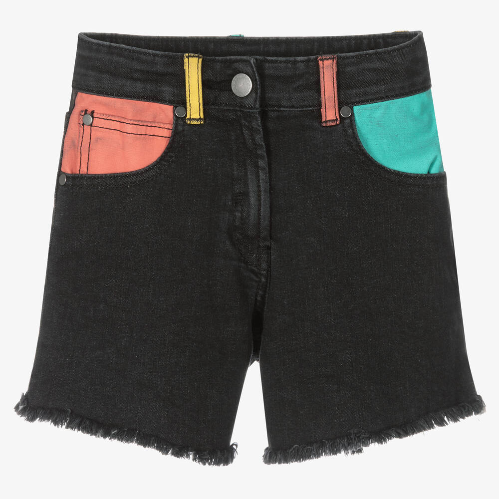 Stella McCartney Kids - Girls Black Denim Shorts | Childrensalon