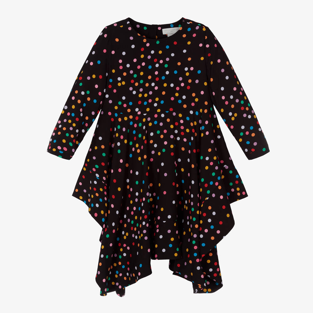 Stella McCartney Kids - Черное платье из вискозы в горошек | Childrensalon