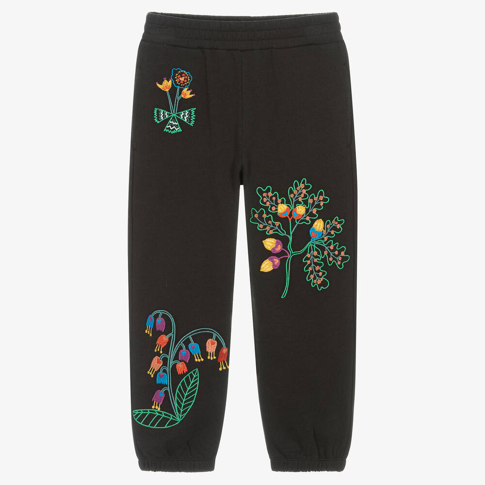 Stella McCartney Kids-Girls Black Embroidered Acorn Joggers | Childrensalon Outlet