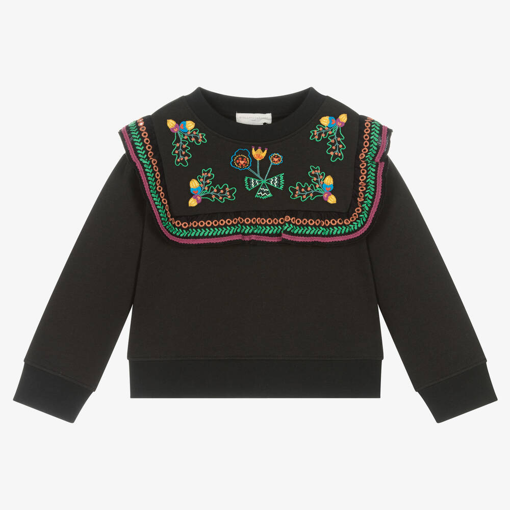Stella McCartney Kids - Girls Black Embroidered Acorn Sweatshirt | Childrensalon