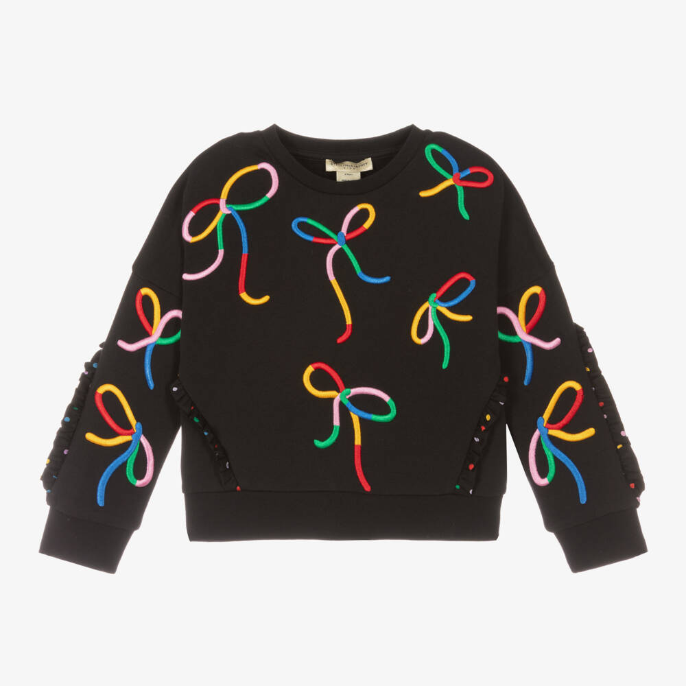 Stella McCartney Kids-Girls Black Embroidered Cotton Pullover | Childrensalon Outlet
