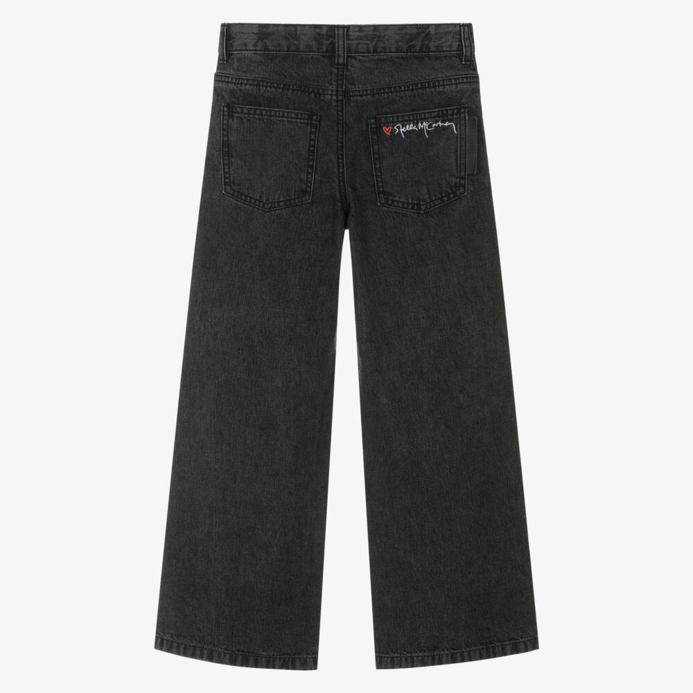 Stella McCartney Kids-Girls Black Flared Jeans with Popper Seams | Childrensalon Outlet
