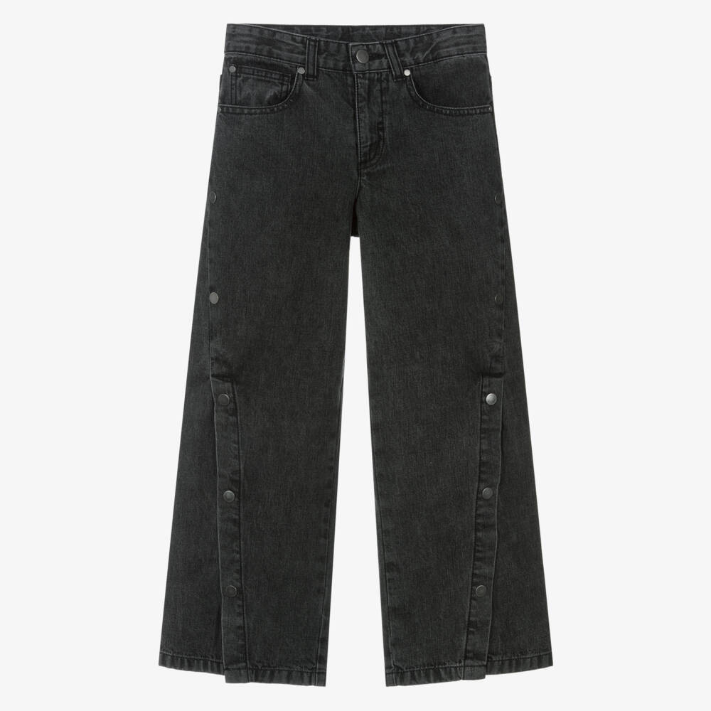 Stella McCartney Kids-Girls Black Flared Jeans with Popper Seams | Childrensalon Outlet