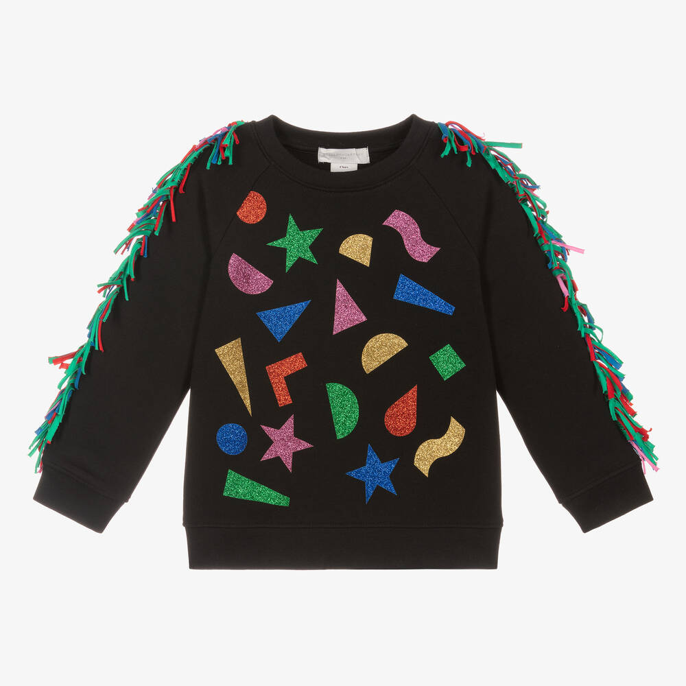 Stella McCartney Kids - Girls Black Fringed Sweatshirt | Childrensalon