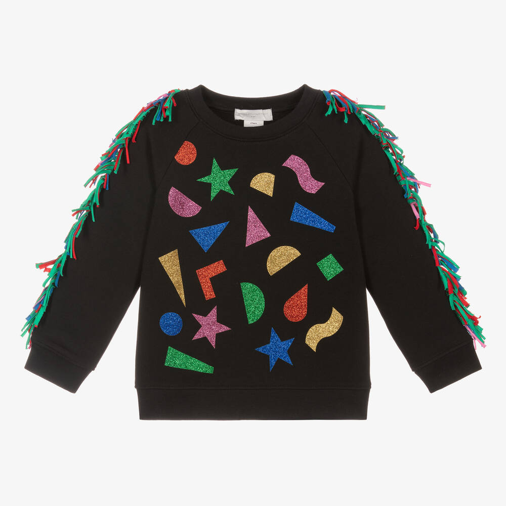 Stella McCartney Kids-Girls Black Fringed Sweatshirt | Childrensalon Outlet