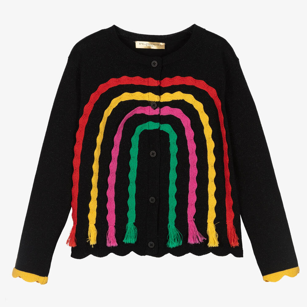 Stella McCartney Kids - Cardigan noir pailleté arc-en-ciel | Childrensalon