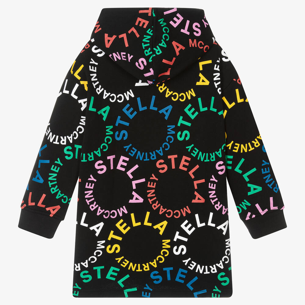 Stella McCartney Kids-Girls Black Hooded Cotton Dress | Childrensalon Outlet