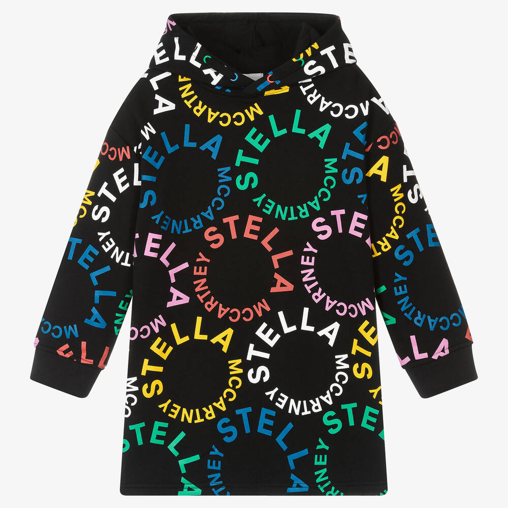 Stella McCartney Kids - Черное хлопковое платье с капюшоном для девочек | Childrensalon