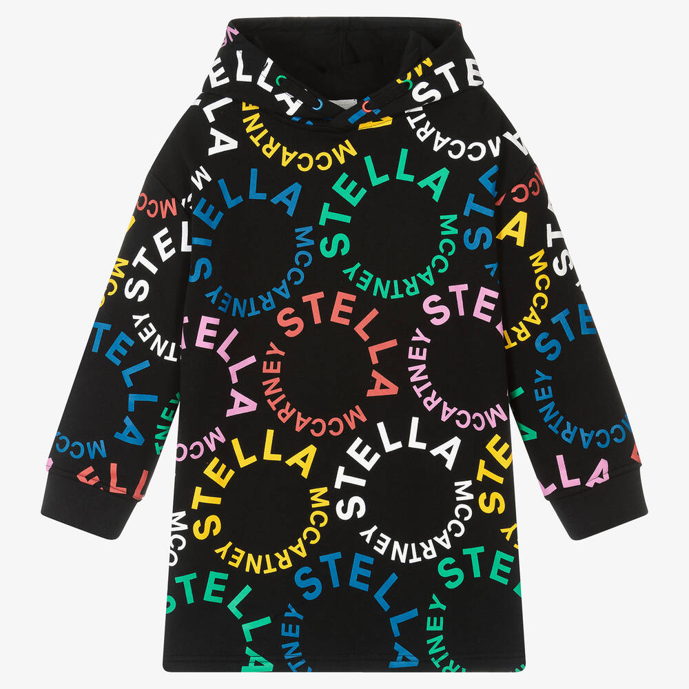 Stella McCartney Kids-Girls Black Hooded Cotton Dress | Childrensalon Outlet