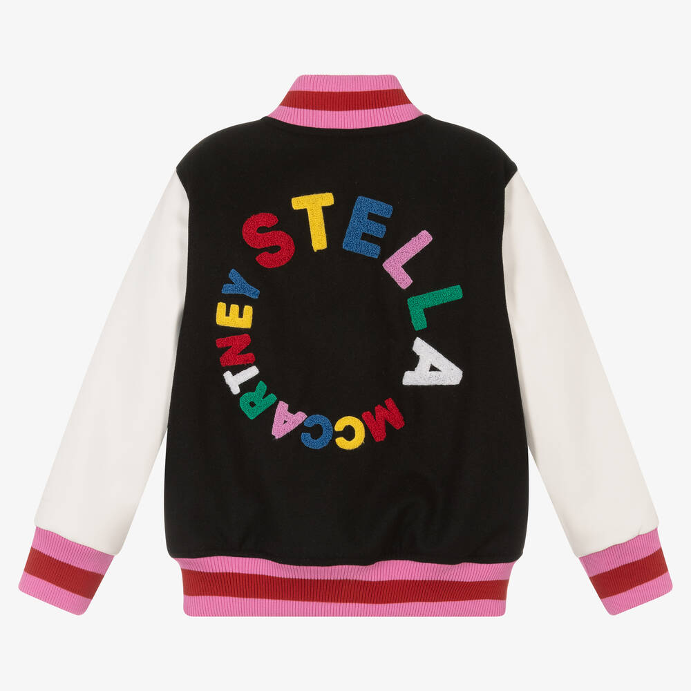 Stella McCartney Kids-Girls Black & Ivory Bomber Jacket | Childrensalon Outlet