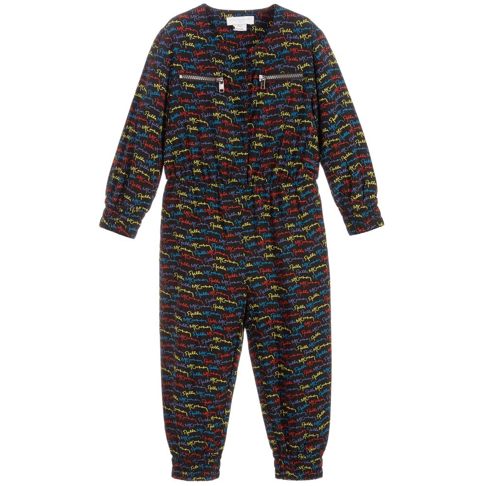 Stella McCartney Kids - Girls Black Logo Jumpsuit | Childrensalon