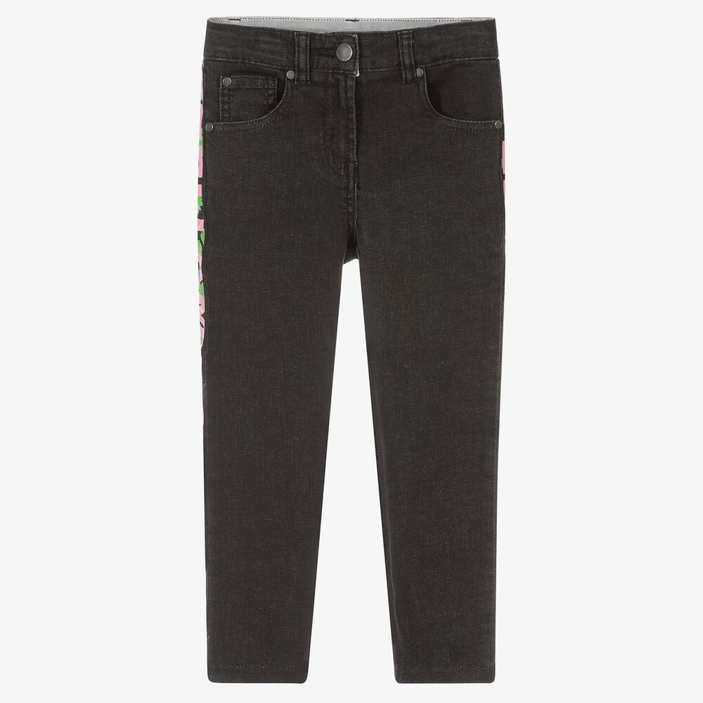 Stella McCartney Kids - Girls Black Logo Skinny Jeans | Childrensalon