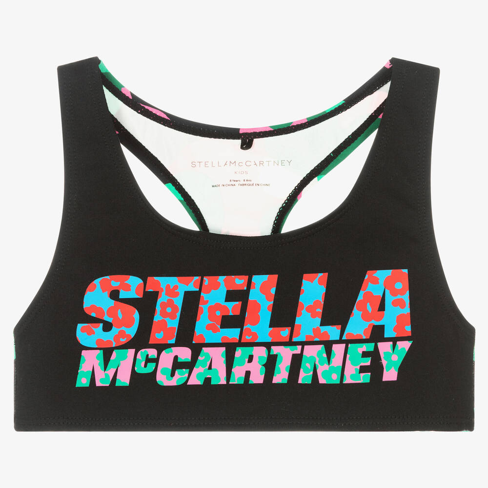 Stella McCartney Kids - Girls Black Logo Sports Top | Childrensalon