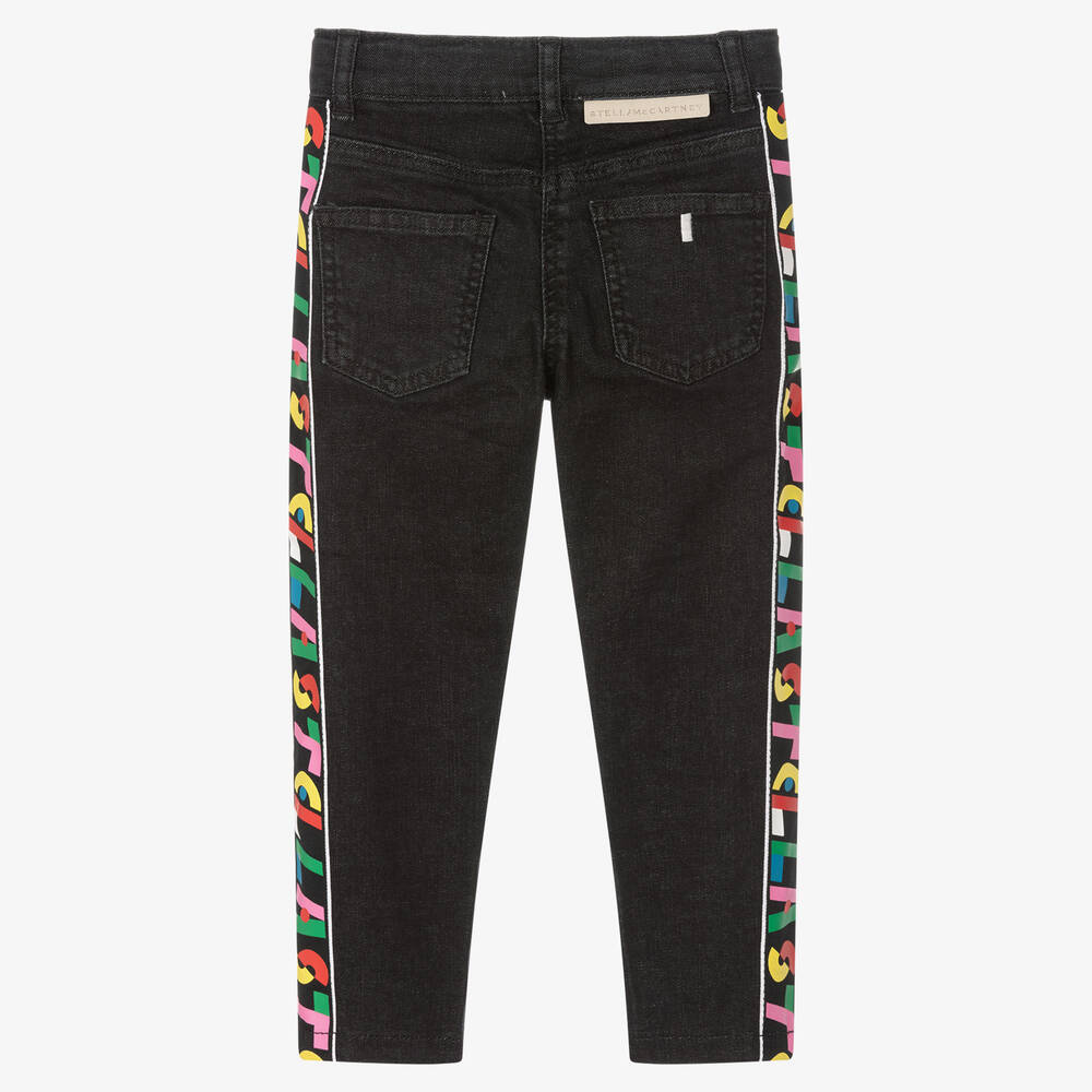 Stella McCartney Kids - Girls Black Logo Tape Jeans