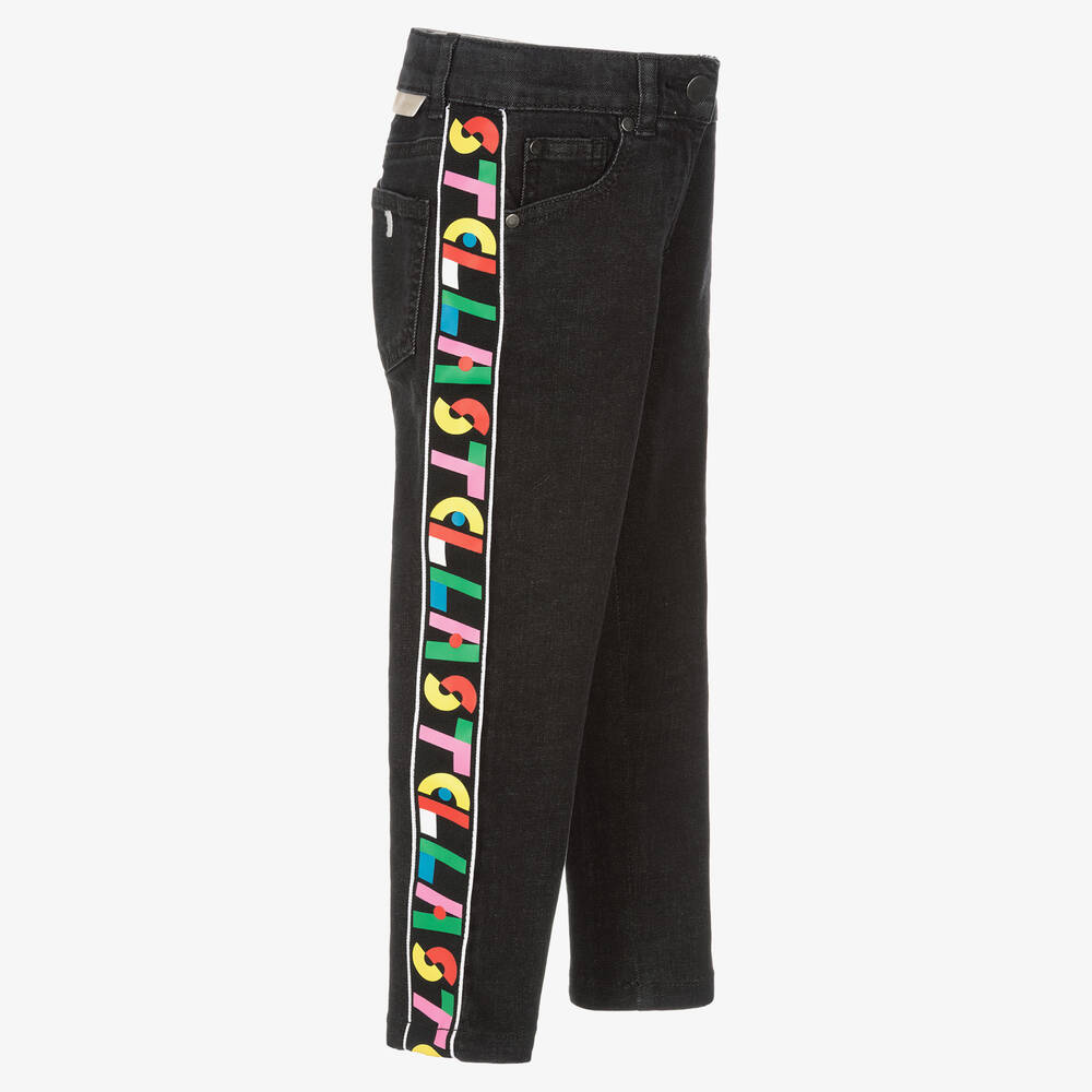 Stella McCartney Kids-Girls Black Logo Tape Jeans | Childrensalon Outlet
