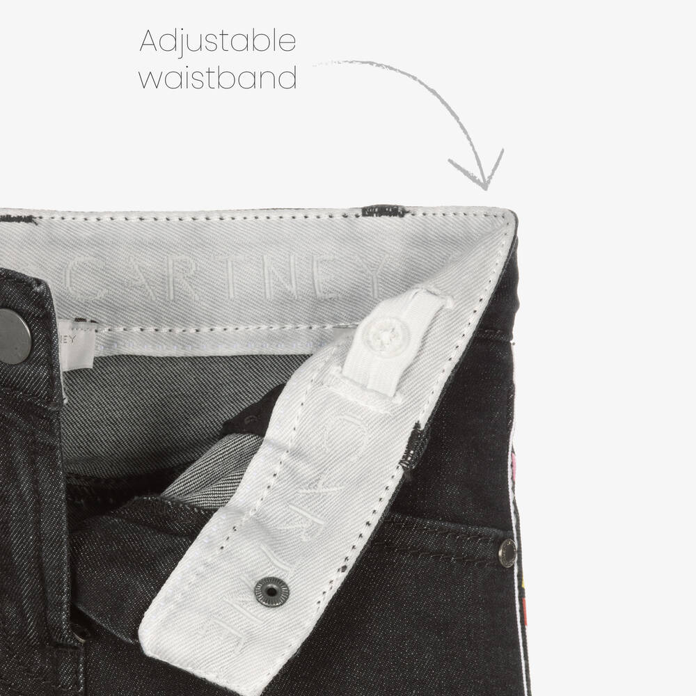 Stella McCartney Kids-Girls Black Logo Tape Jeans | Childrensalon Outlet