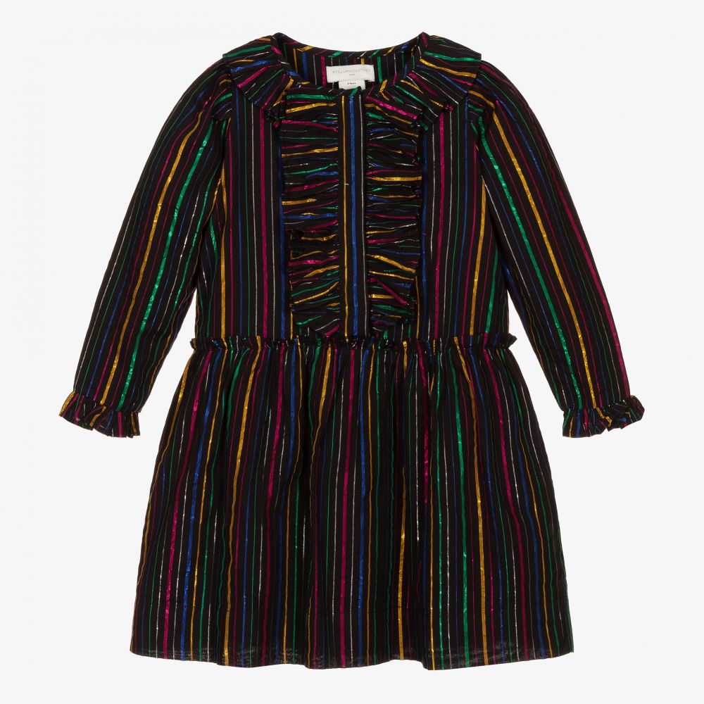 Stella McCartney Kids - Girls Black Lurex Stripe Dress | Childrensalon